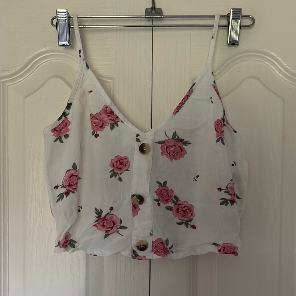 H&M White Flowered Crop